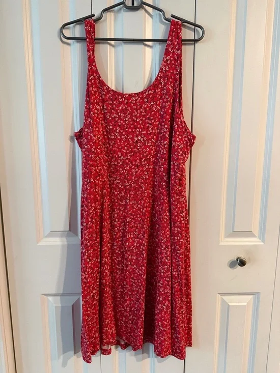 Old Navy Red Floral Midi Tank Dress - Picture 5 of 5